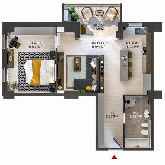 Apartament cu 2 camere decomandat în Iosia