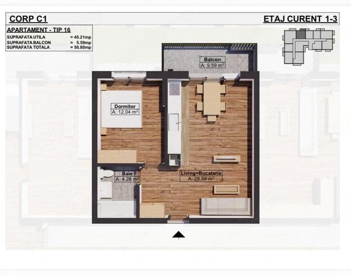 Apartament cu 2 camere decomandat în Dobroești