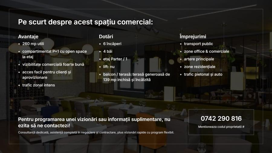 Spațiu comercial, de 260 mp, în Grădina Icoanei