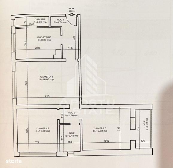 Apartament cu 3 camere în Ultracentral