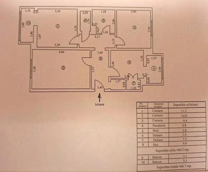 Apartament cu 3 camere decomandat în Țiglina 2