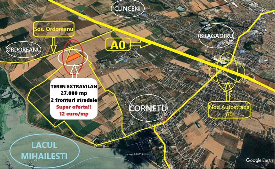 Teren extravilan de 27373 mp, în Cornetu