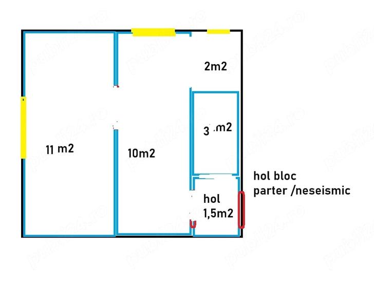 Apt 1 camera 27 m2 parter Ciurchi ( 2 camere confort redus ) - 1