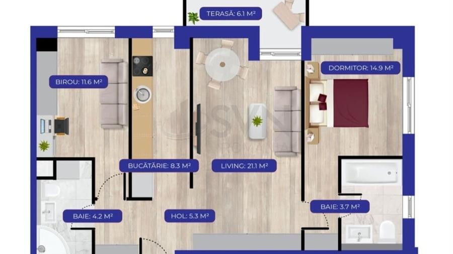 Apartament cu 3 camere decomandat în Aviației