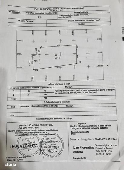 Teren de 715 mp, în Corbu
