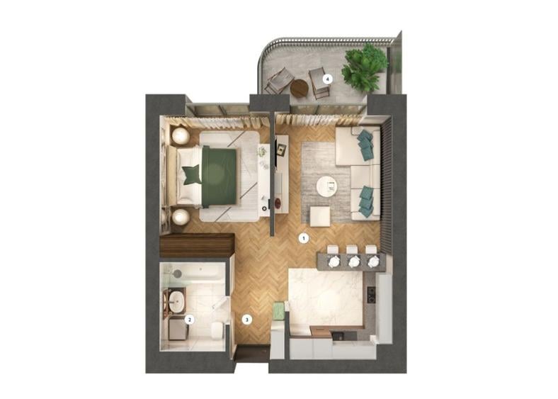 Studio Dublu - 50,59 mp - Pipera -Emil Racovita / Comision 0% - 5