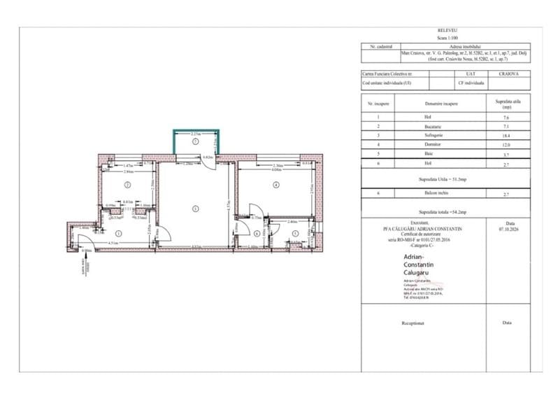 Apartament cu 2 camere semidecomandat în Craiovița Nouă