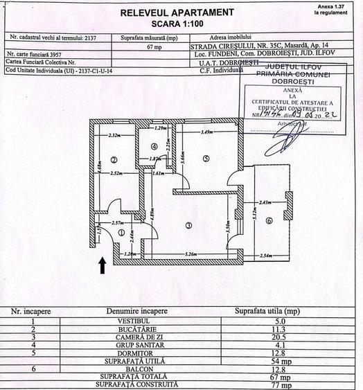 Apartament cu 2 camere semidecomandat în Dobroești