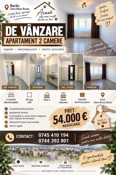 Apartament cu 2 camere decomandat în Central
