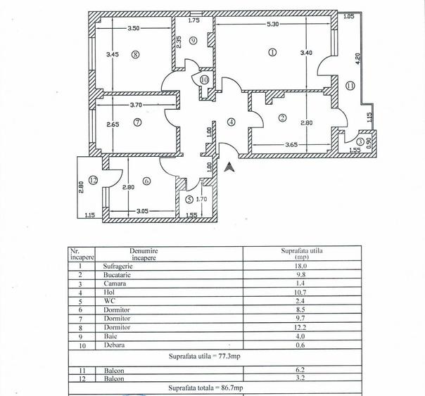 Apartament cu 4 camere decomandat, mobilat în Prundu