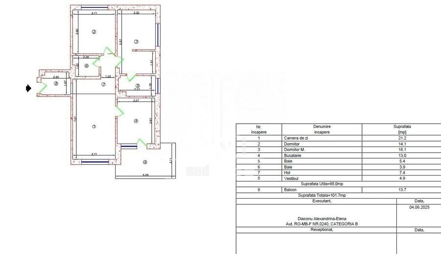 Apartament 3 camere 2 bai si terasa 14 mp in complexul Green Garden. - 7