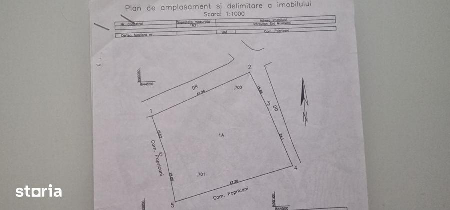 Teren de 161 mp, în Popricani