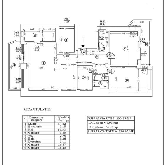 Apartament cu 3 camere, mobilat în Domenii