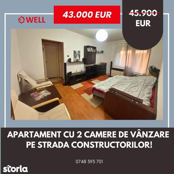 Apartament cu 2 camere de vanzare pe strada Constructorilor! - 2