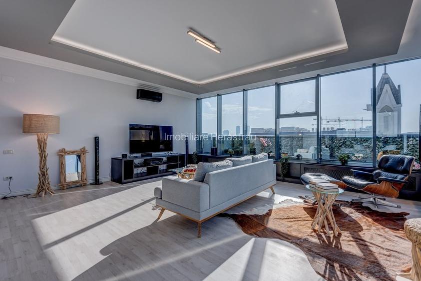 Penthouse cu design newyorkez | 3 parcari | Terasă 42 mp | Herăstrău–Aviației