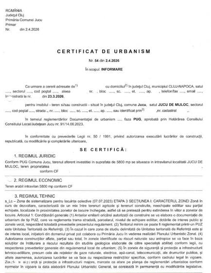 Teren de 5800 mp, în Jucu