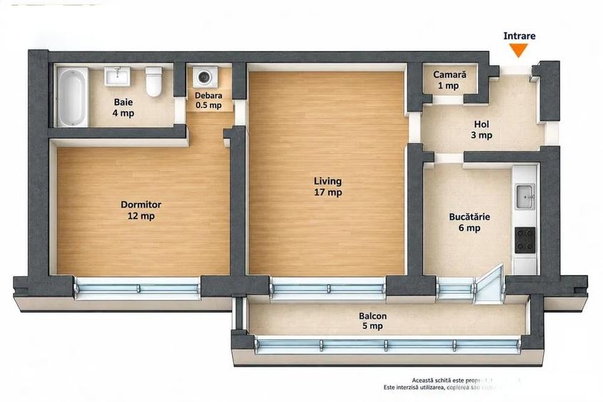Apartament cu 2 camere semidecomandat în Mazepa 1