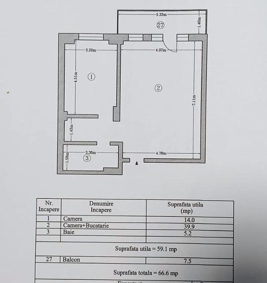 Apartament cu 2 camere în Nord