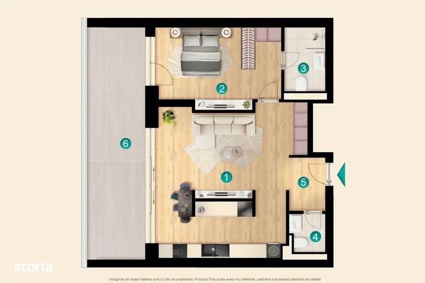 Apartament cu 2 camere semidecomandat în Nord — fotografia 3