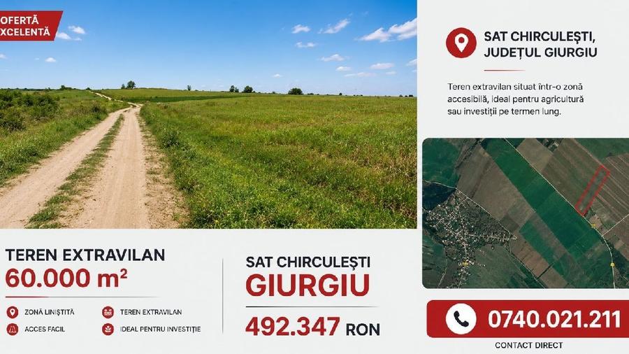 Teren agricol extravilan de 60000 mp, în Central