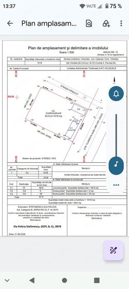 Casă cu Teren 943 Mp în Vâlcelele
