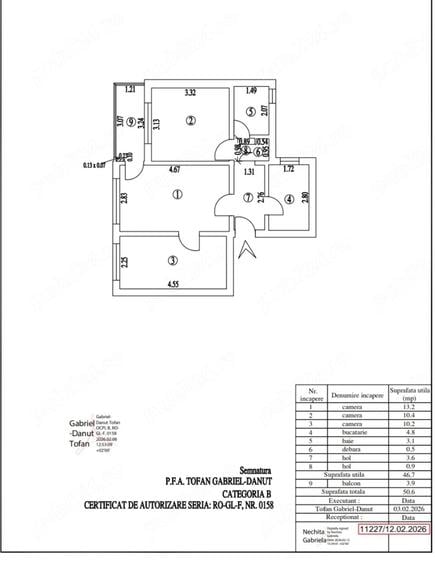 Apartament cu 3 camere semidecomandat în Central