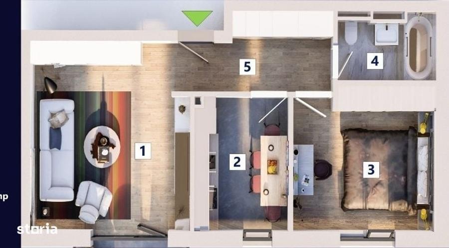 Apartament cu 2 camere în Central