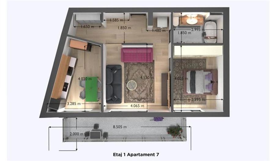 Apartament cu 2 camere decomandat în Cetății