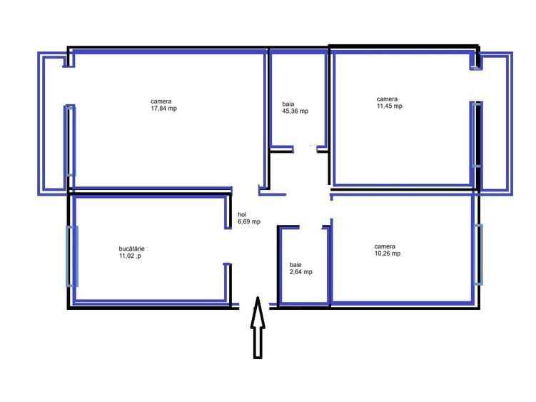 Apartament cu 3 camere decomandat în Bârzești