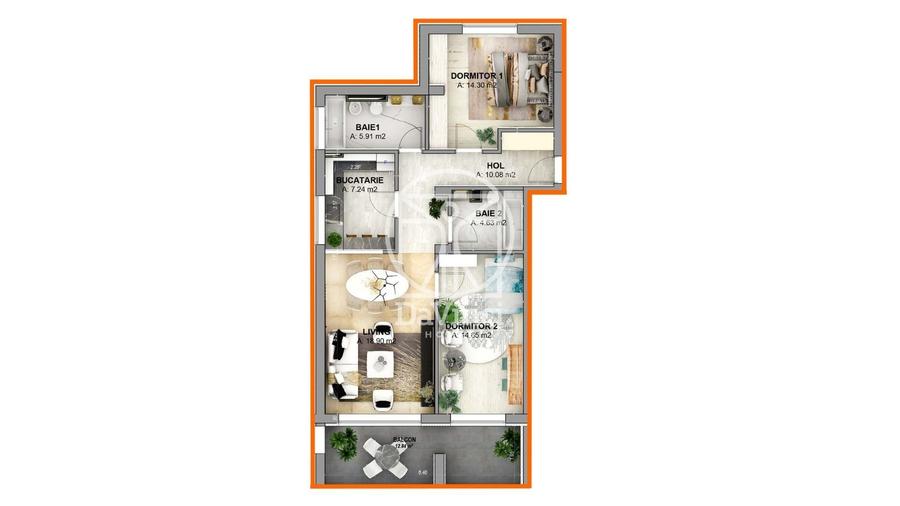 Apartament cu 3 camere decomandat în Exterior Vest