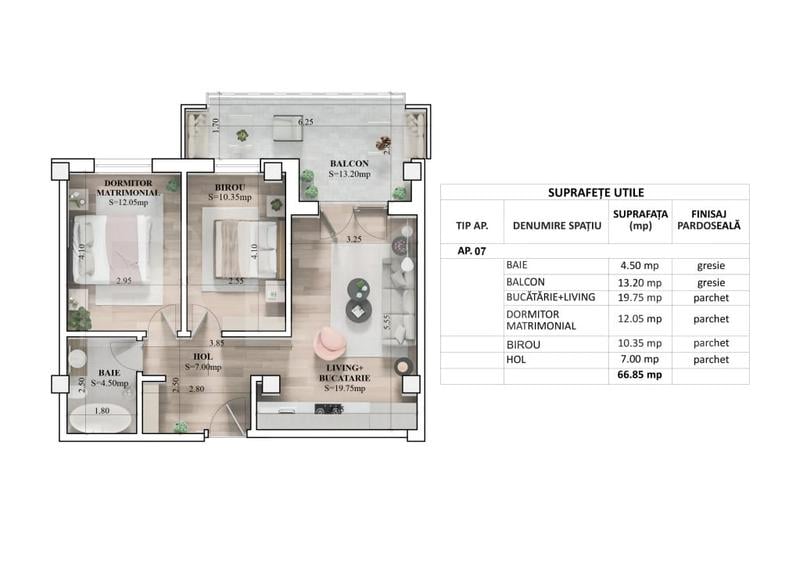 Apartament cu 3 camere în Galata
