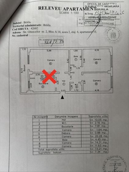 Apartament cu 3 camere semidecomandat în Exterior Vest