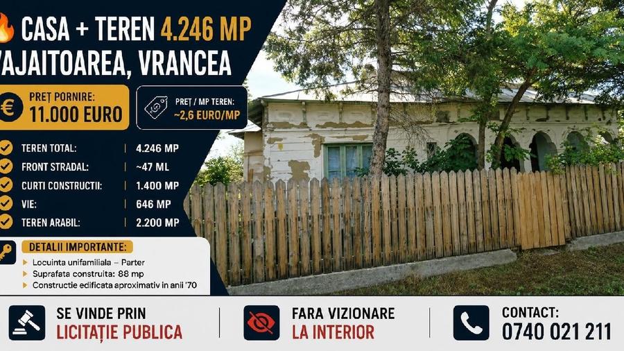 Casă individuală cu 2 camere cu Teren 4246 Mp în Tătăranu