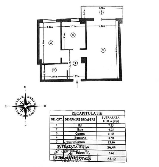 Apartament cu 2 camere decomandat, mobilat în Bucium