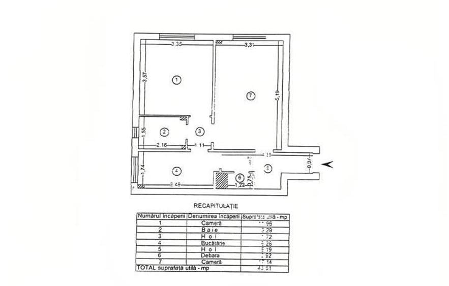 Apartament cu 2 camere decomandat, mobilat în Piața Unirii