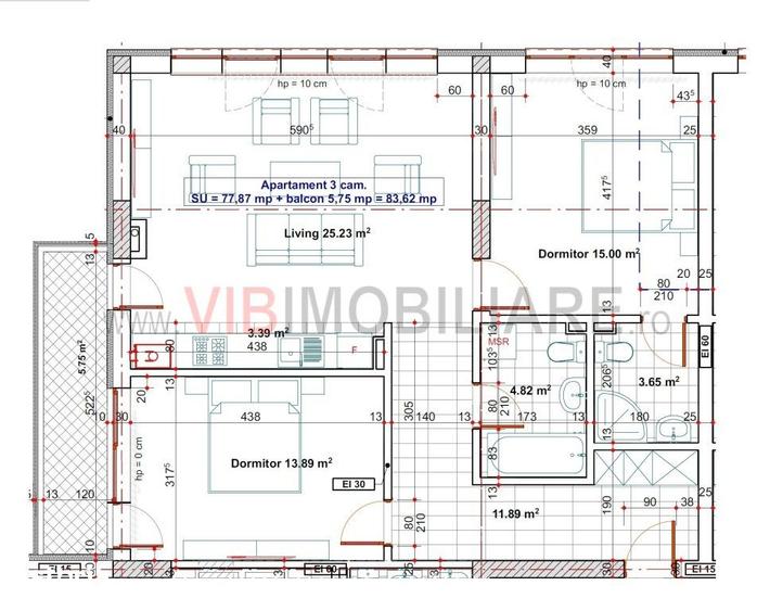Apartament cu 3 camere în Tudor Vladimirescu