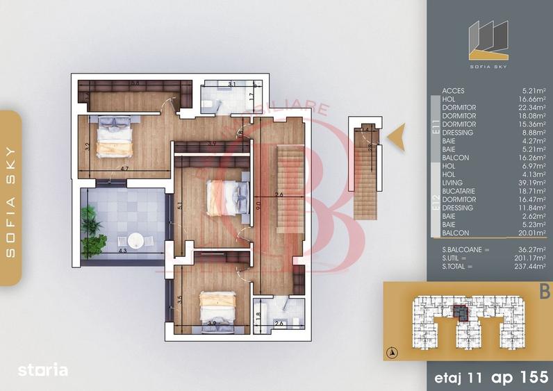 Bloc Finalizat 5 camere cu scara interioara Titan Pallady - 1