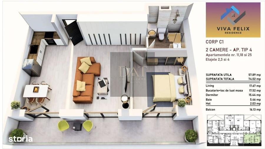 Apartament cu 2 camere în Sânmartin