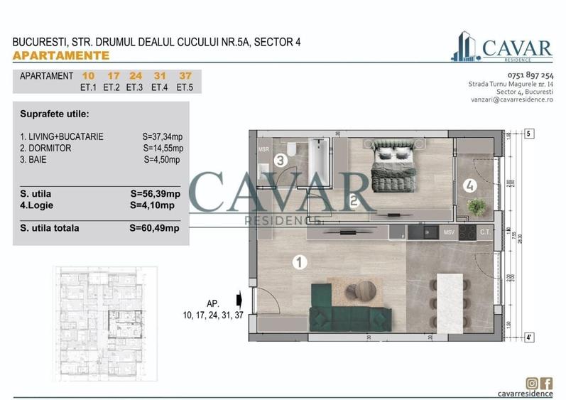 Apartament 2 Camere Proiect Nou Cavar Residence - 7