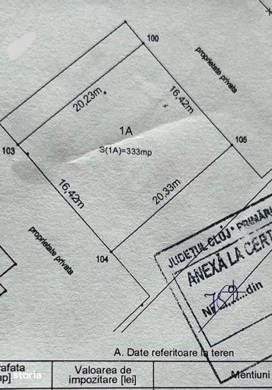 Teren de 333 mp, în Câmpului