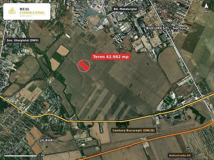 Teren Construcții intravilan de 42982 mp, în Jilava