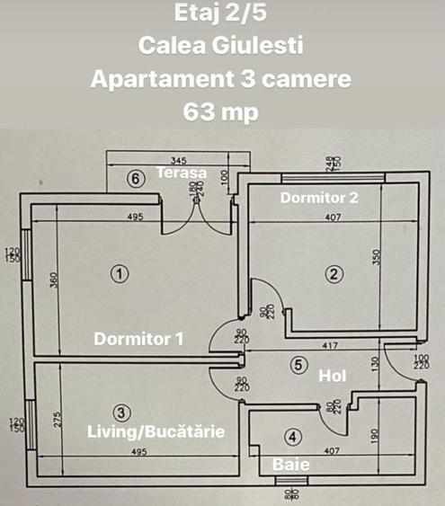 Apartament cu 3 camere decomandat în Giulești