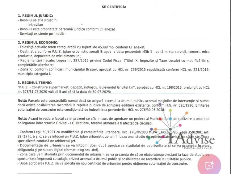 Teren Construcții intravilan de 45389 mp, în Griviței