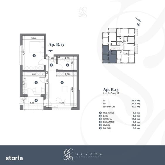 Apartament cu 2 camere în Șagului
