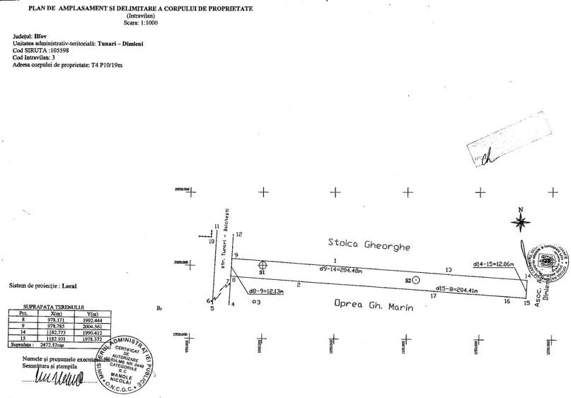 Teren Construcții intravilan de 2472 mp, în Dimieni