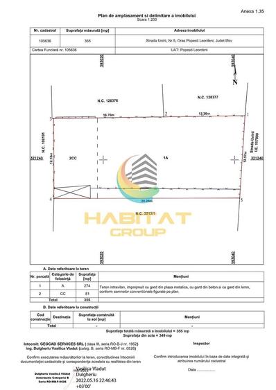 Teren Construcții intravilan de 355 mp, în Central