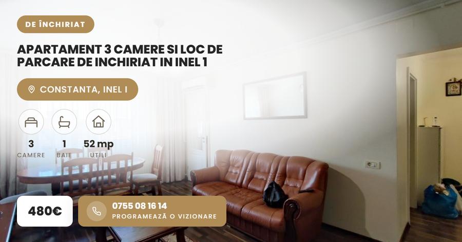 Apartament cu 3 camere decomandat în Inel I