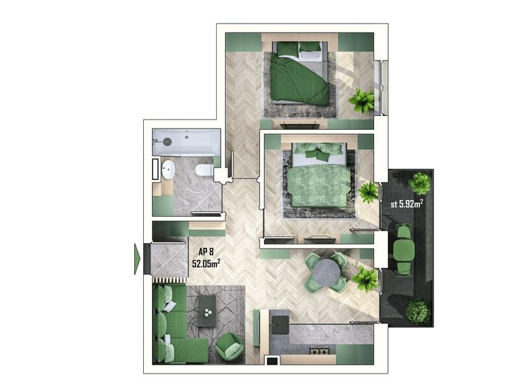 Apartament cu 3 camere în Apahida