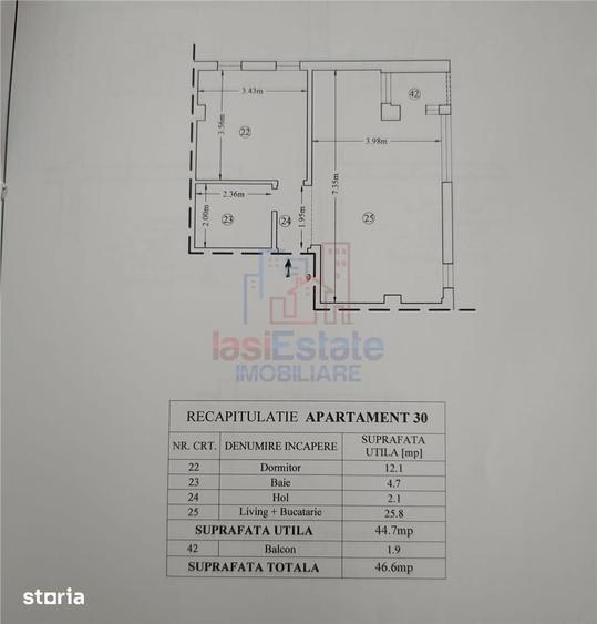 Apartament cu 2 camere, mobilat în Tomești