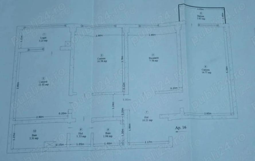 Apartament cu 3 camere decomandat în Central